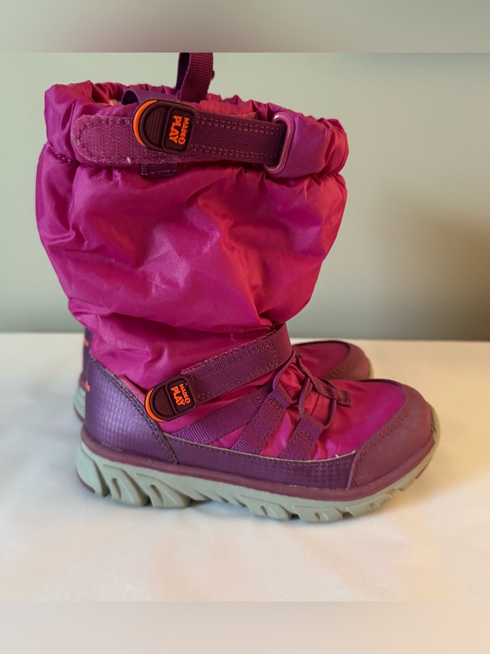 STRIDE RITE Size 11 Toddler Pink and Purple Pull On Winter Snow Boots